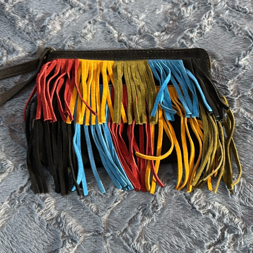 Patricia Nash Fringe Suede wristlet/clutch bag